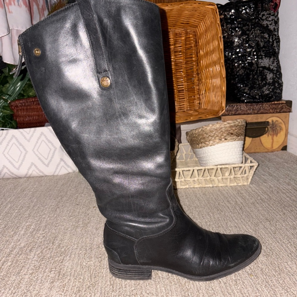 Sam Edelman Black Knee-High Leather Boots